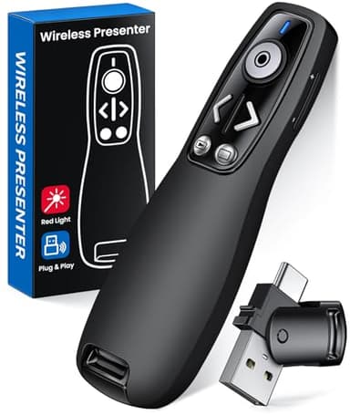 Presentation Clicker Wireless Presenter Remote for PowerPoint, Powerpoint Clicker with Volume Control PowerPoint Slide Advancer for Mac, Computer, Laptop-E600