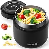 JSCARES 12oz Kids Insulated-Food-Jars for Hot-Food, Wide Mouth Soup Thermo Food Jar Insulated Thermal Lunch Container Termo para Comida Caliente Vacuum Thermoses for Keeping Food Warm-Black