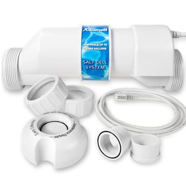 XtremepowerUS Chlorination Salt Cell Plate In-Ground Swimming Pool Up to 25,000 Gallons Compatible with Hayward W3AQR9 Temp. Sensor w/Cleaning Stand