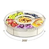 Divided Serving Tray with Lid and Handle, Small Snack Spinner,Snackle Box Container, Multi-purpose Food Platter for Charcuterie Veggie Fruit, Taco Tuesday Movie Night Travel Beach Picnic Essentials