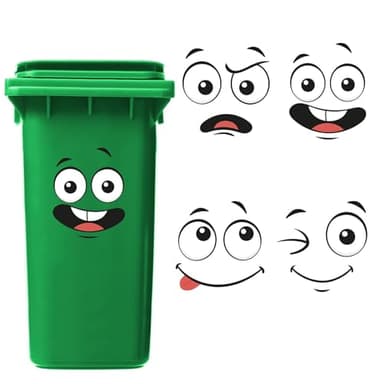 ylisen Funny Trash Garbage Can Stickers - 11.8in x 8.3in Large Cute Toilet Lid Decal Sticker, Adhesive Cartoon Expressions Sticker for Kitchen Fridge Bucket, Decorative Wall Stickers Indoor Outdoor