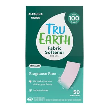 Tru Earth Fabric Softener Sheets | Original Eco-Strip Liquidless Detergent for Travel | 50 Sheets | Fragrance-Free