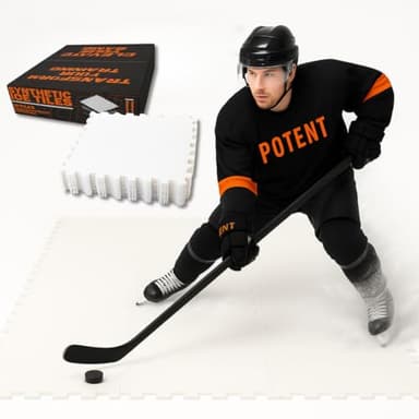 Potent Skateable Synthetic Ice Hockey Tiles - (1 Box, 21.6 SQFT) – Artificial Ice Rink Tiles for Home Hockey Training – Easy Interlocking Assembly, Expandable Design, Durable Self-Lubricating Surface