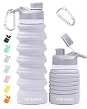 Nefeeko Collapsible Water Bottle, 26oz Silicone Foldable Water Bottles Leakproof BPA Free Travel Water Bottles with Carabiner, Portable Sport Water Bottles for Camping,Hiking Outdoor Indoor Sport
