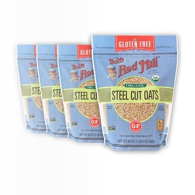Bob's Red Mill Gluten Free Organic Steel Cut Oats, 24oz (Pack of 4) - Non GMO, Whole Grain, Vegan, Kosher