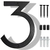 YIPUKIYI 8 Inch Floating Modern House Numbers For Outside Large House Numbers For Outside, Exterior Black Shadow Modern Home Address numbers With Easy Mounting Nail Kits, Visibility Number 3