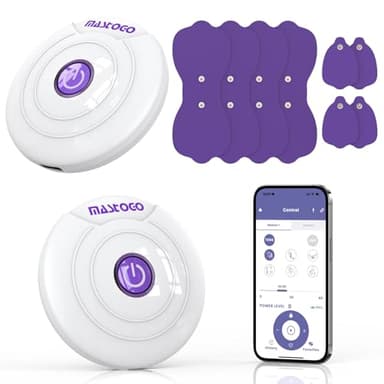 Wireless TENS Unit – Two Portable TENS Unit Muscle Stimulators for Pain Relief, Featuring 6 TENS Modes and 6 EMS Modes with a Stylish PU Carrying Case and Can be Controlled Via an APP.