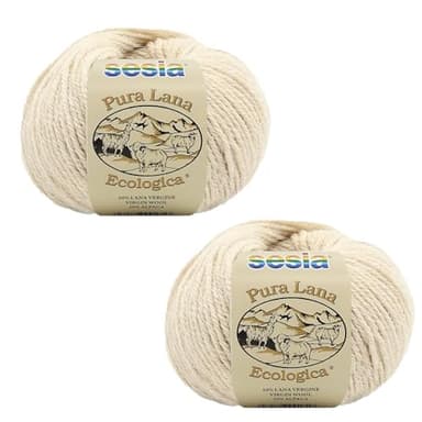 2 Skeins, Organic Virgin Wool and Alpaca, 184 Yds/3.5 oz., Needles US 8-9, Sesia Lana Ecologica (2, Natural - 0052)