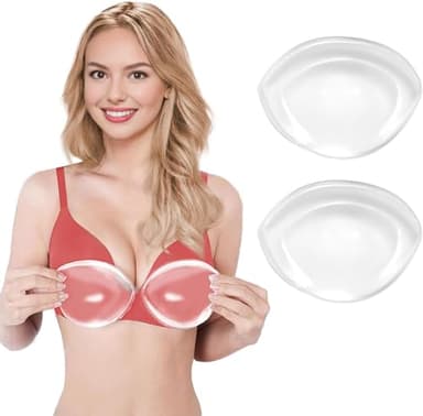 Babetape Silicone Bra Inserts-Clear Gel Push Up Breast Pads - Bra Padding Bust Enhancer Bust Push up Pads Swimsuit (Soft Clear, Large)