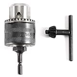 BlueNatHxRPR 1/2"(13mm) Drill Chuck with 1/4" Quick Change Hex Drive and Wrench to Drill