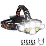 MAFSEUT Rechargeable Headlamp, 8 LED 18000 High Lumen Bright Headlamp with Red Light, IPX4 Waterproof USB Headlight, Head Lamp, 8 Modes for Outdoor Running Hunting Hiking Camping Gear