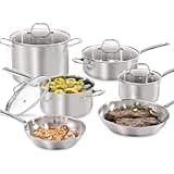 Guy Fieri's Flavortown 10-Piece Stainless Steel Cookware Set - Includes Frying Pans, Saucepans, Saute Pan and Stock Pot - Non-Toxic, Oven-Safe up to 500°F