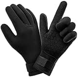AUAUY Diving Gloves, 3mm Neoprene Five Finger Warm Wetsuit Gloves, Flexible Anti Slip Surfing Glove with Adjustable Wrist Strap for Scuba Diving Snorkeling Surfing Paddling Kayaking Swimming (A-XL)