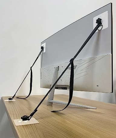 OeckuXIY 2 Pack Adjustable TV Safety Straps, No-Drill Adhesive Anti-Tip Furniture Anchors for Baby Proofing, Flat Screens Fix to Wall,Cabinet,Stand Or Desk, Earthquake Straps