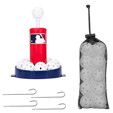 Franklin Sports MLB Micro Tee Trainer – Kids Baseball Batting Trainer with Pop-Up Pitching Machine, 10 Durable Balls, Drill Card & Bag – Youth Hitting Practice Set for Backyard Training
