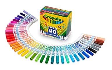 Crayola Ultra Clean Washable Markers (40ct), Broad Line Colored Markers for Kids, Coloring Book & Art Marker Set, Gifts for Kids. Ages 3+