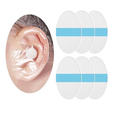 saicheek 60-Pack Upgarde Silicon-Gel Material Easy to Take Off Baby Ear Covers with Cotton Ball,Baby Shower Cap Ear Protection for Kids,Water-proof Ear Stickers for Bath Swimming (60Pcs)