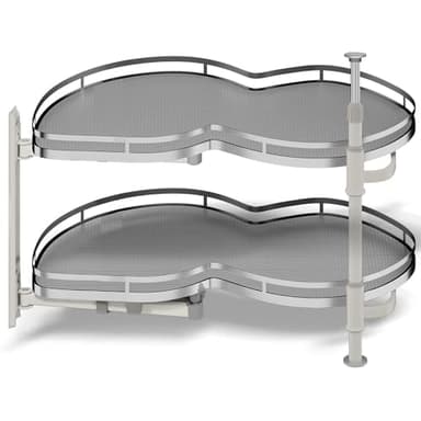 Blind Corner Cabinet Pull Out Organizer, Soft Close Swing Left Pull Out Cabinet Organizer 30inch, Corner Cabinet Lazy Susan for Cabinet Blind Shelf, 2 Tiers Tray, Adjustable Height