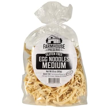 Farmhouse Preserve Gluten Free Medium Double Egg Yolk Amish Noodles, 10 Oz - Made with Rice Flour, Pasta for Soup