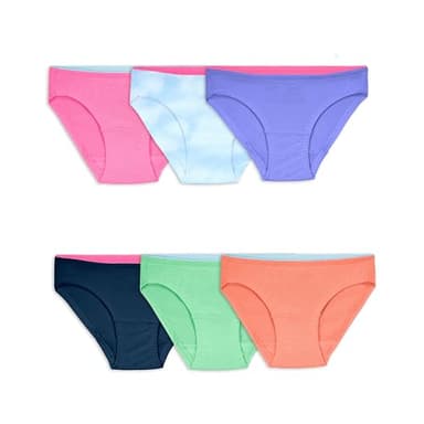 Fruit of the Loom Girls' Breathable Underwear, Bikini - 6 Pack - Assorted Fashion, 16