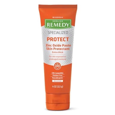Medline Remedy Specialized Extra Thick Zinc Skin Paste (4 oz), Unscented, Micronized Zinc Oxide, Incontinence Cream, Diaper Rash, Barrier, Nourishing, Soothes Irritation, Wetness Protection
