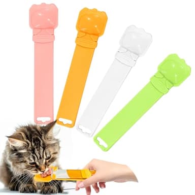 BAEJMJK 4pcs Cat Strip Feeder Sliding Pet Cat Treat Spoon Squeeze Lickable Treat Feeding Dispenser for Cats Liquid Snack and Wet Food