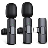 RICCHI 2 Pack Wireless Microphone USB C for iPhone 15-16 Android Phone, Professional Type C Lavalier Microphone Mini Lapel Mic for Interview Recording Podcast Live Streaming Vlog YouTube