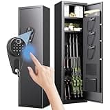 ZIWJHK 5 Gun Safe for Rifles and 3 Pistols Quick Access Biometric Gun Safe No Assembly Required Larage Gun Cabinet Tall Liberty Gun Safe with Adjustable Shelves Gun Locker Adjustable & Alarm
