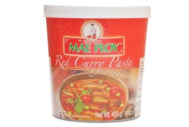 Mae Ploy Red Curry Paste, Authentic Thai Curry Paste With Red Chili, Shrimp Paste, Lemongrass and Aromatic Herbs for Cooking Butter Chicken, Rendang, Curries, Stews and Other Dishes, 2.2lbs Tub