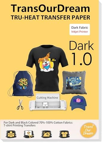 TransOurDream Heat Transfer Paper for Dark T Shirts(20 Sheets, 8.5x11),Printable HTV Heat Transfer Vinyl for Inkjet Printers