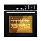24-Inch Electric Single Wall Oven - 2.5 Cu. Ft. Capacity with 8 Baking Modes, Built-In Convection & Air Frying Function, 3000W Power, 3D Surround Heating, Double-Layered Glass Door, Touch Control Pane