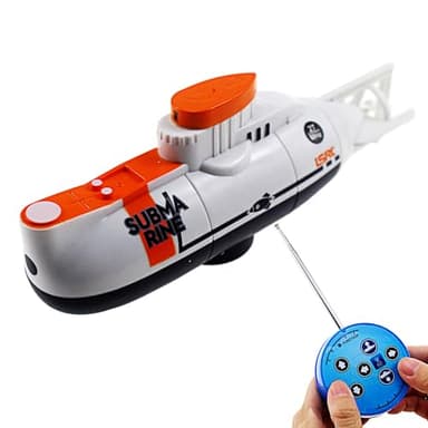 Tipmant RC Submarine Toy Remote Control Boat Underwater Diving Waterproof for Fish Water Tank Kids Birthday Gift (White)