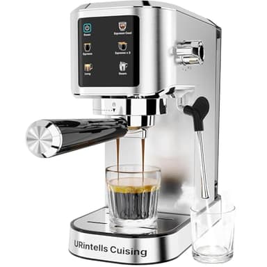 Espresso Machine 20 Bar,Touchscreen Espresso Maker with Steam Milk Frother, Stainless Steel Expresso Coffee Machine for Home with Removable Water Tank for Cappuccino Latte,Cold Brew,Long Coffee