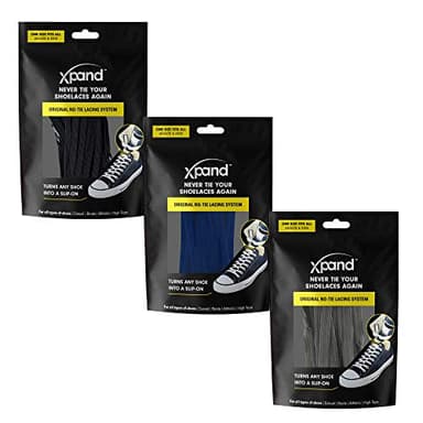 Xpand No Tie Elastic Shoelaces [3 Pairs] Move Smarter, Never Tie Again. Convenience and Comfort for Busy Parents.