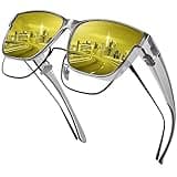 URUMQI Night Vision Driving Glasses Fit Over Glasses for Men Women, Anti Glare Polarized Nighttime Glasses Oversized Lens