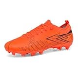 Supnumu Youth Adults Orange Soccer Cleats Mens Multiground Soccer Cleats for Big Boys AG FG Football Boots Training Sneakers Tacos de Futbol para Hombre