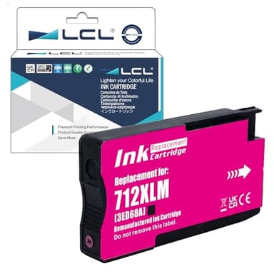 LCL Compatible 712 712XL Magenta High Yield 29-ml Ink Cartridge (3ED68A) Replacement for HP 712 DesignJet T650, T630, T250,T230, T210 & Studio Plotter Printers (1-Pack)