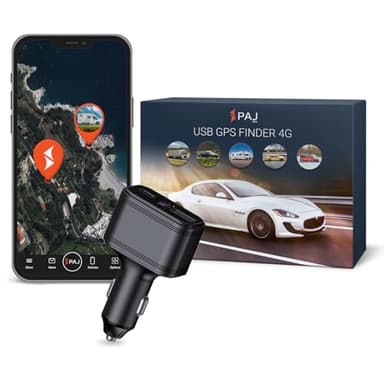 PAJ GPS USB GPS Tracker 4G – Mini Vehicle Tracker for Cars & Trucks – Direct 12V Connection via Cigarette Lighter Port, Built-in SOS Button – Worldwide Real-Time Tracking via App