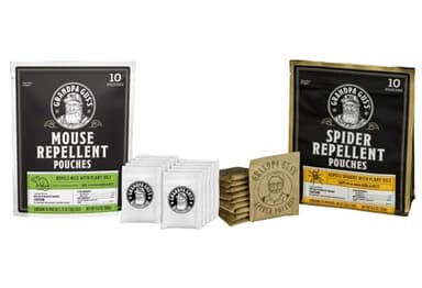 Grandpa Gus's Natural Mouse Repellents (10 Pouches) Bundle with Natural Spider Repellents (10 Pouches), Peppermint, Cinnamon/Lemongrass Oil, Use in Closet, Basement, Cabin, Shed, RV, Garage