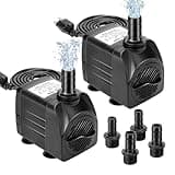 GROWNEER 2 Packs 550GPH Submersible Pump 30W Ultra Quiet Fountain Water Pump, 2000L/H, with 7.2ft High Lift, 3 Nozzles for Aquarium, Fish Tank, Pond, Hydroponics, Statuary