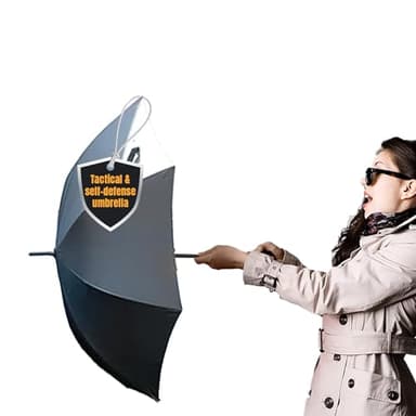 Uzi Tactical Self Defense Umbrella – Windproof Unbreakable Fiberglass with Carbide Tip - Lightweight, Large, Portable, Travel Umbrella for Men & Women – Combat-Ready for Rain, Snow & Wind