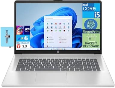 HP 17t-cn300 Business Laptop, 17.3" FHD (1920x1080) Display, (Intel i5-1335U (Beat i7-1255U), 8GB RAM, 512GB SSD, Backlit Keyboard, Fingerprint, WiFi 6, Bluetooth 5.3, Win11H) w/Dockztorm Hub
