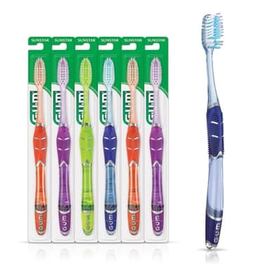 GUM Technique Deep Clean Toothbrush - Full Head - Soft Toothbrushes for Adults with Sensitive Soft Bristles, 1 Count (Pack of 6)