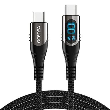 Ocetea USB C to USB C Cable, 100W USB C Charger Cable with LED Display, Type C Fast Charging Cable Compatible with iPhone 16/15 Pro Max, MacBook Pro, iPad Pro, Galaxy S24 Ultra, Pixel, 3.3ft
