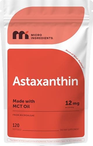 Micro Ingredients Astaxanthin 12mg with MCT Oil, 120 Softgels, 4 Month Supply | Premium Astaxanthin Antioxidant Supplements* | Fresh Microalgae Source | Triple Strength, Non-GMO, Gluten Free, No Soy