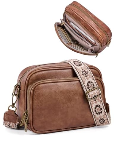 Small Crossbody Bags with Built-in Wallet, Anti-theft Travel Purse with Card Slots, Trendy Shoulder Bag for Women Men, Vegan Leather Cell Phone Purse