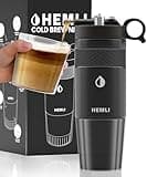Hemli Nitro Cold Brew Coffee Maker 12 oz Ceramic-Lined, Tritan Cup, Pressure Gauge, Stores 3 Nitrogen Gas Bulbs Custom Designed for Cold Brew and Nitro Drinks