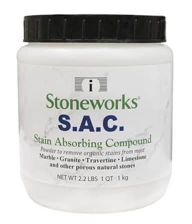 SAC Poultice Powder (2.2 Lb) Powder to remove organic stains such as oil, grease, butter and other non-acid stains from most marble, granite, travertine, limestone & other porous natural stones