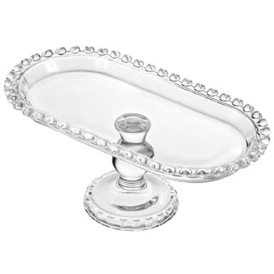 Luxshiny Footed Fruit Serving Tray: 9.7" European Style Dessert Display Platter for Fruits Snacks and Appetizers - Decorative Serving Tray for Parties Weddings and Home Decor