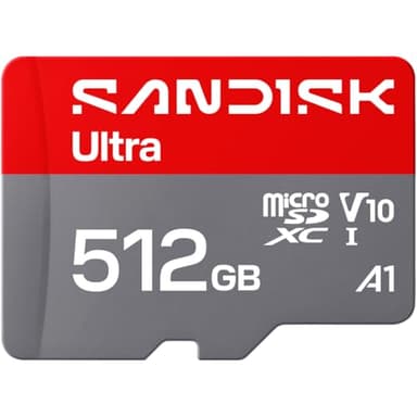 SANDISK 512GB Ultra microSD UHS-I Card - Up to 195MB/s Read Speed, Full HD Video, V10, U1, C10, A3 - SDSQUJQ-512G-GZ6MA
